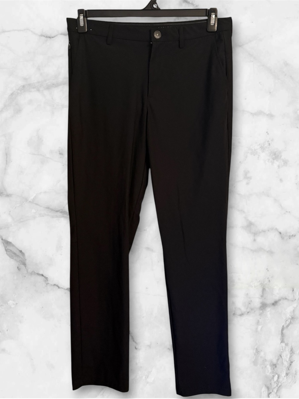 Chaps Golf Men’s Black Pants 30x30 Flat Front Polyester 2 Zipper Pockets